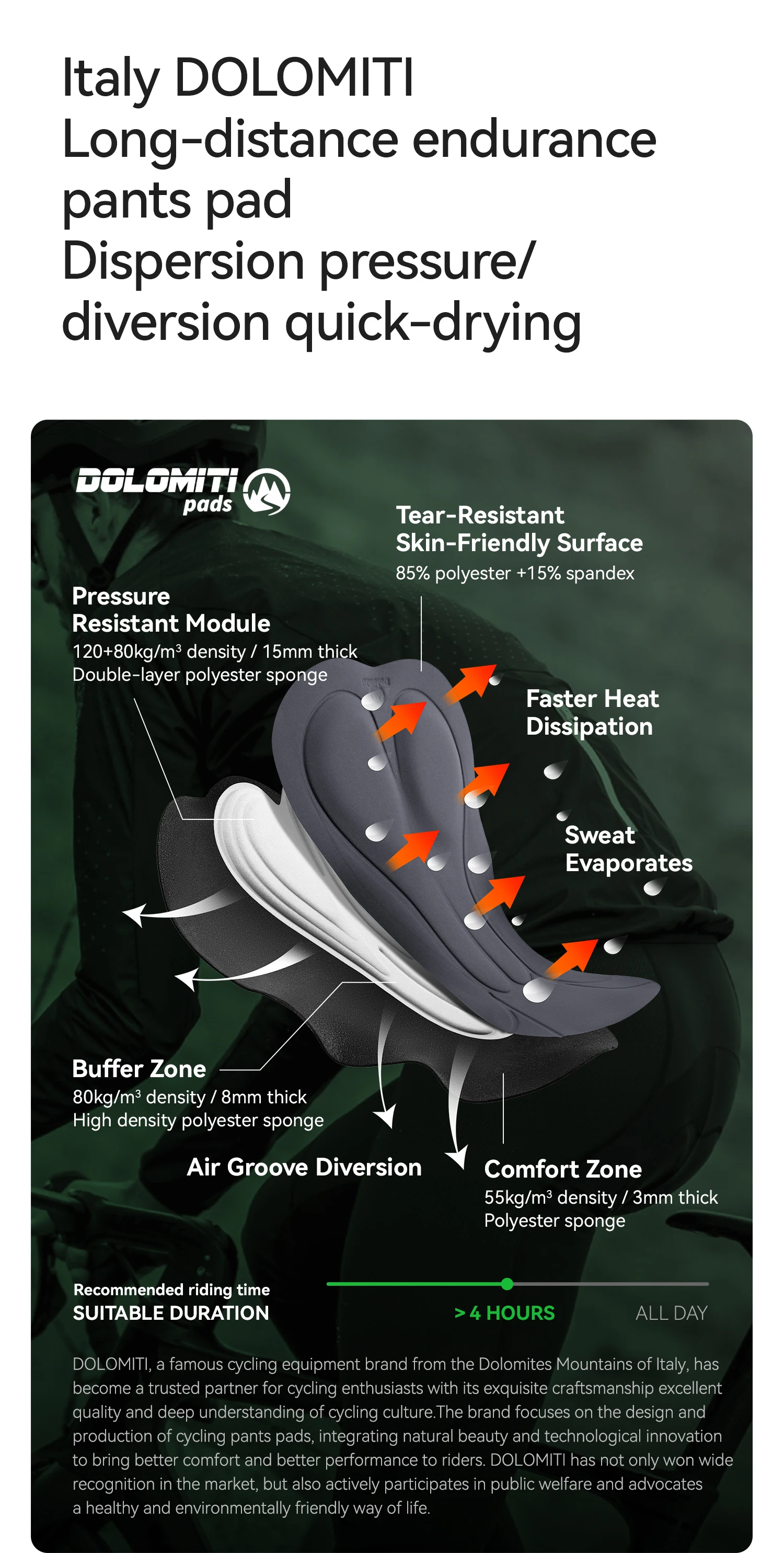 ROCKBROS Winter-Radhose mit Trägern, winddicht, warm, mit Thermofleece, hohe Elastizität, weiche Polsterung, Herren-Radhose. – Detail 6