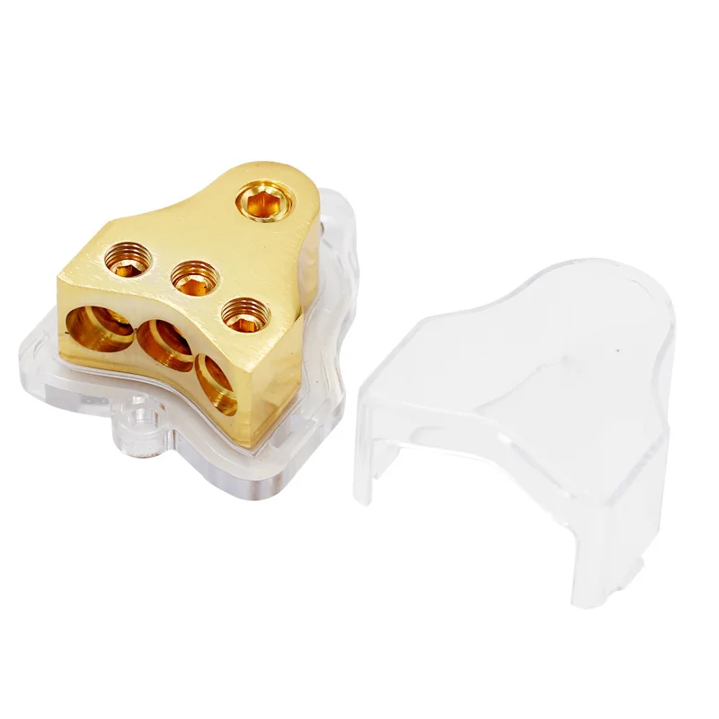 3-Way Ground Distribution Block for Car Audio 0/2/4 Gauge in & 4/8/10 Gauge Out Power Distribution Box for Amplifier