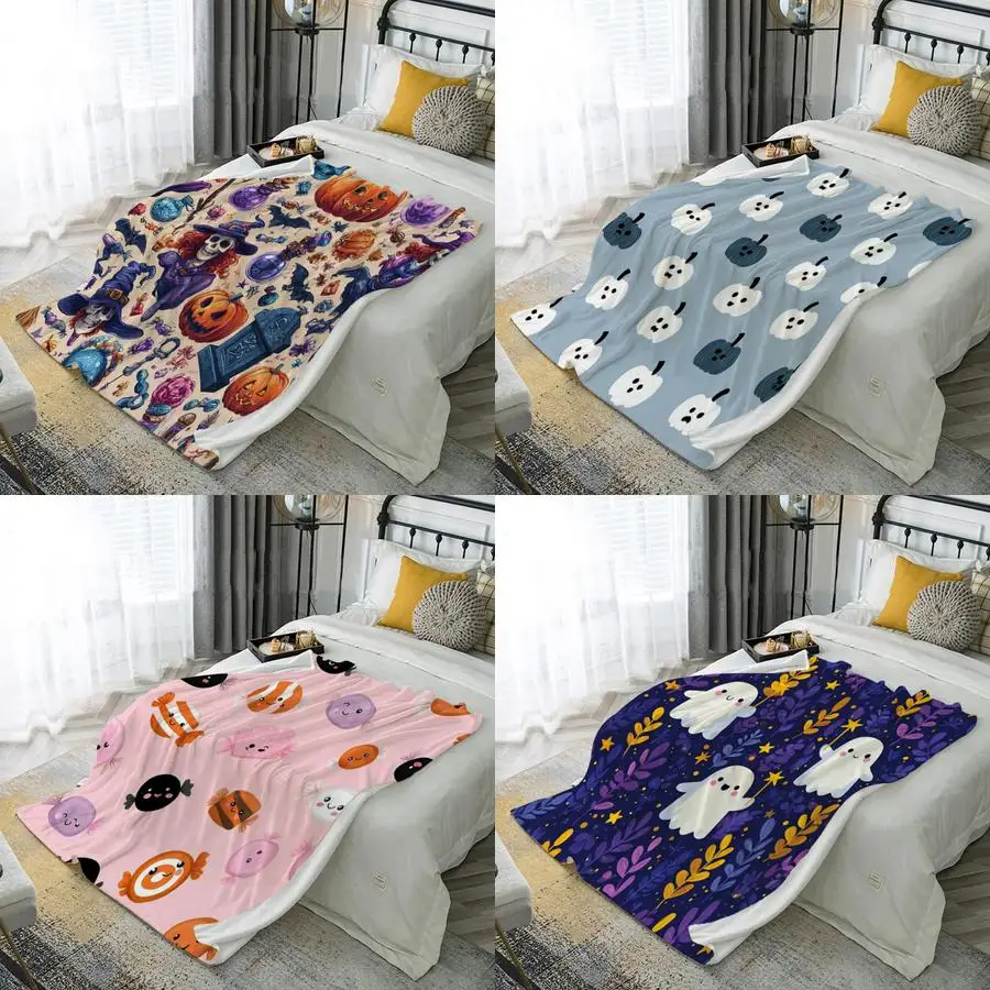 

Halloween Themed Blanket Microfiber Flannel Cover Blanket Bedroom Living Room Sofa Soft And Comfortable Home Decoration