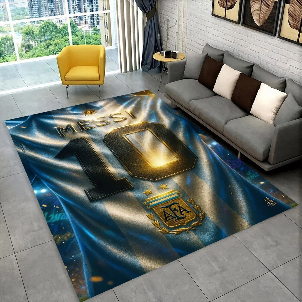 Ziegen-Messi Fußball-Sportstar Teppich für Spielzimmer Schlafzimmer Wohnzimmer Sofa Heimdekoration, Kinder-Spielbereich Teppich Rutschfeste Bodenmatte
