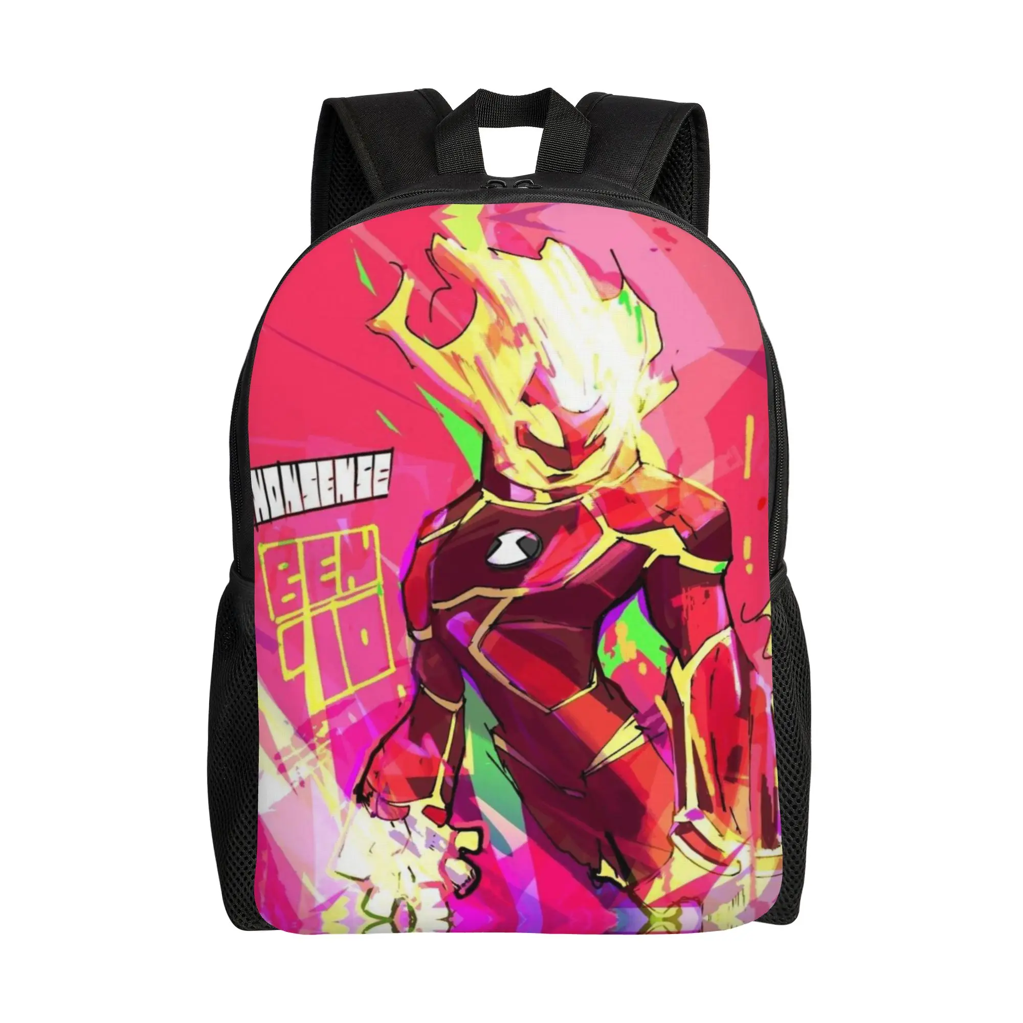 Back to school season Fashionable Flaming Fire Humanoid Alien Pop Art Daypack  Unisex Backpack