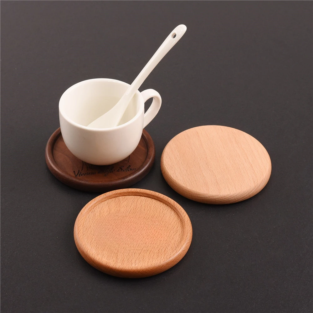 1 pz sottobicchiere in legno solido tè tazza di caffè Pad sottobicchiere in noce durevole resistente al calore ciotola rotonda teiera Mat fai da te