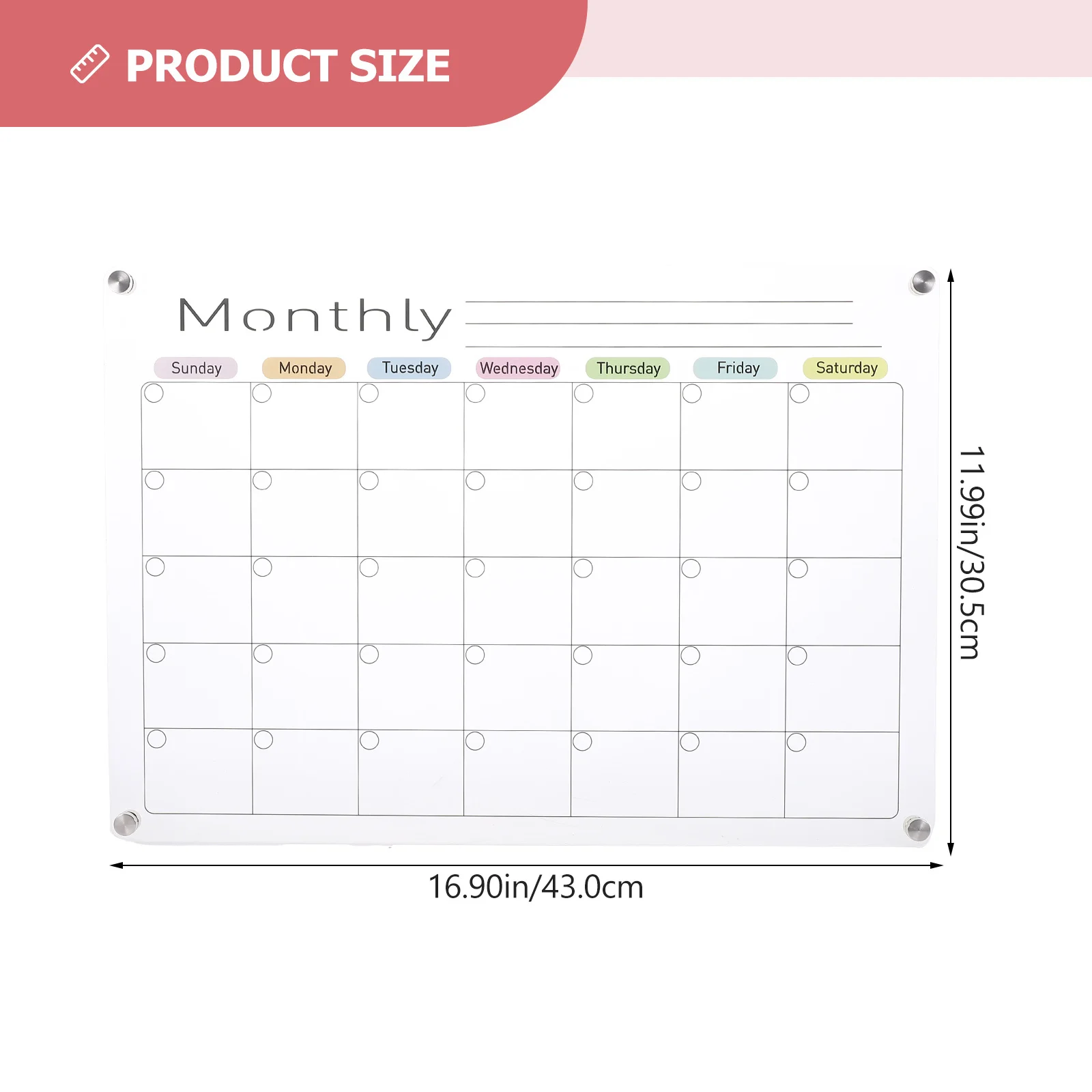 لوحة تخطيط الثلاجة المغناطيسية من الأكريليك، قوية ومسح جاف، سبورة بيضاء، منظم تذكير، تقويم أكريليك #2