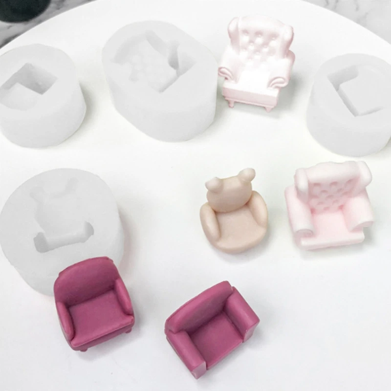 Diy Handmade Products Small Sofa Seat Silicone Mold Scented Gypsum Ornaments Drop Glue Resin Mold for Decoration 55KA