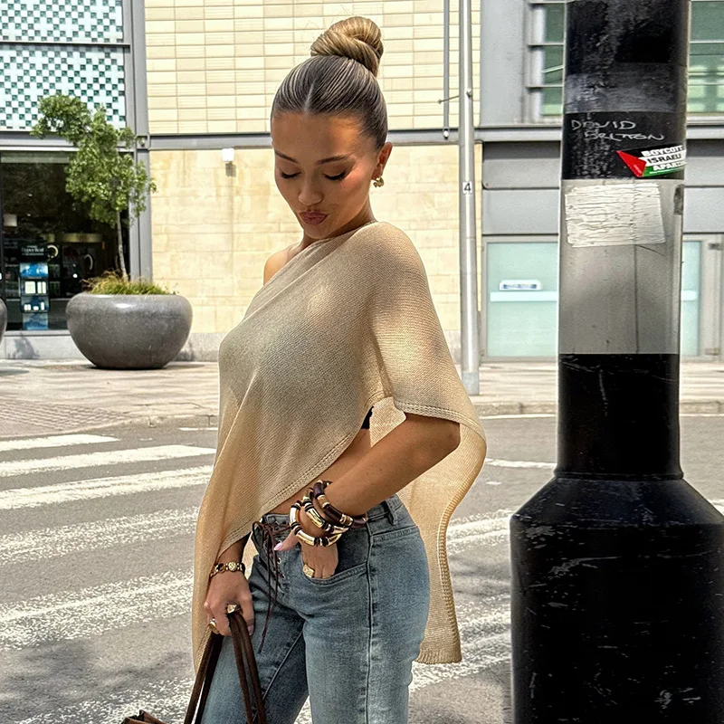 المرأة شير متماسكة المعطف خفيفة الوزن تتغاضى البلوز شال علوي قبالة الكتف محبوك التستر القمم الصيف عطلة بحر #5