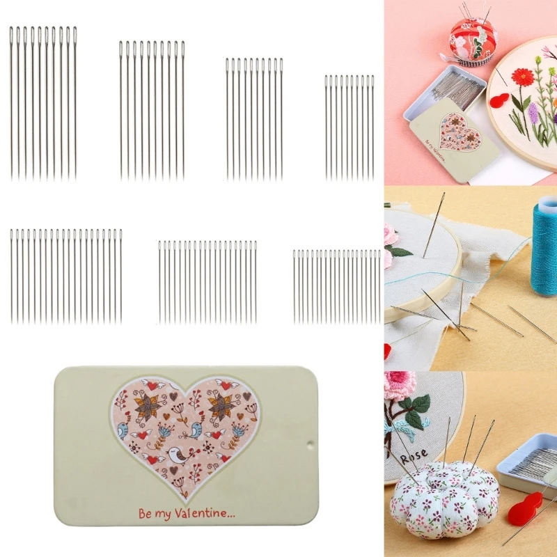 Big Eye Hand Sewing Needls Set with Threaders and Storage Case for Stitching Dropship