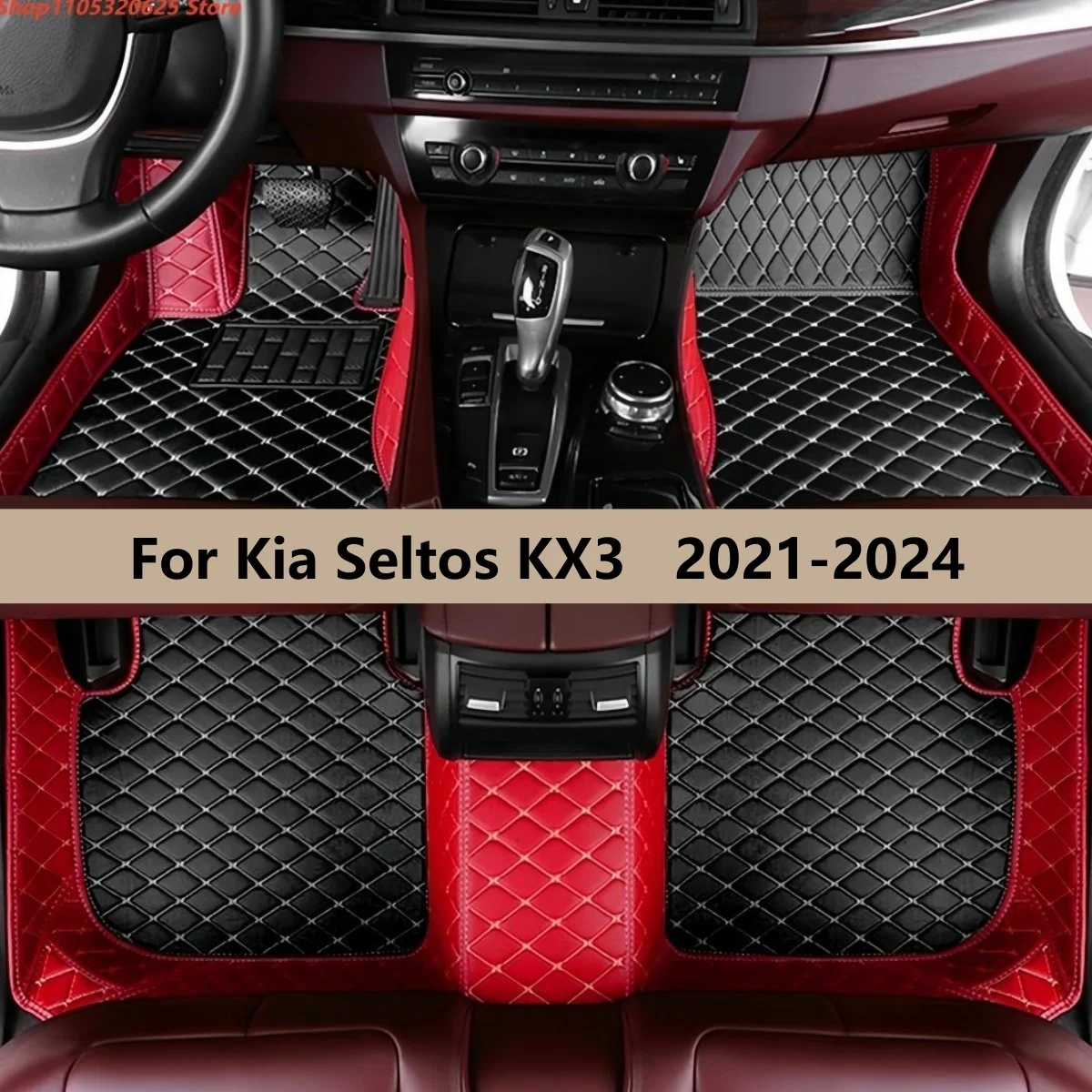 

Car Floor Mat For Kia Seltos KX3 2021 2022 2023 2024 Auto Accessories Leather Waterproof Anti Slip Foot Carpet
