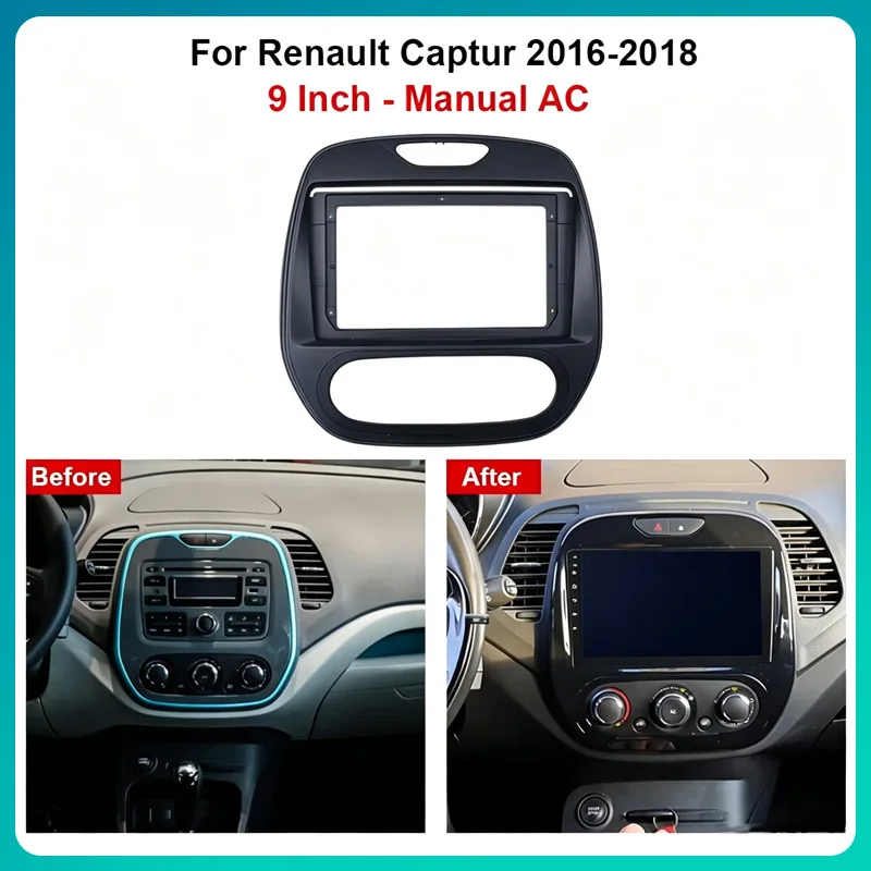 9inch For Renault CAPTUR 2016-2019 Android Car Radio Fascia Auto Stereo Frame Dashboard Install Panel Trim Refitting Kit