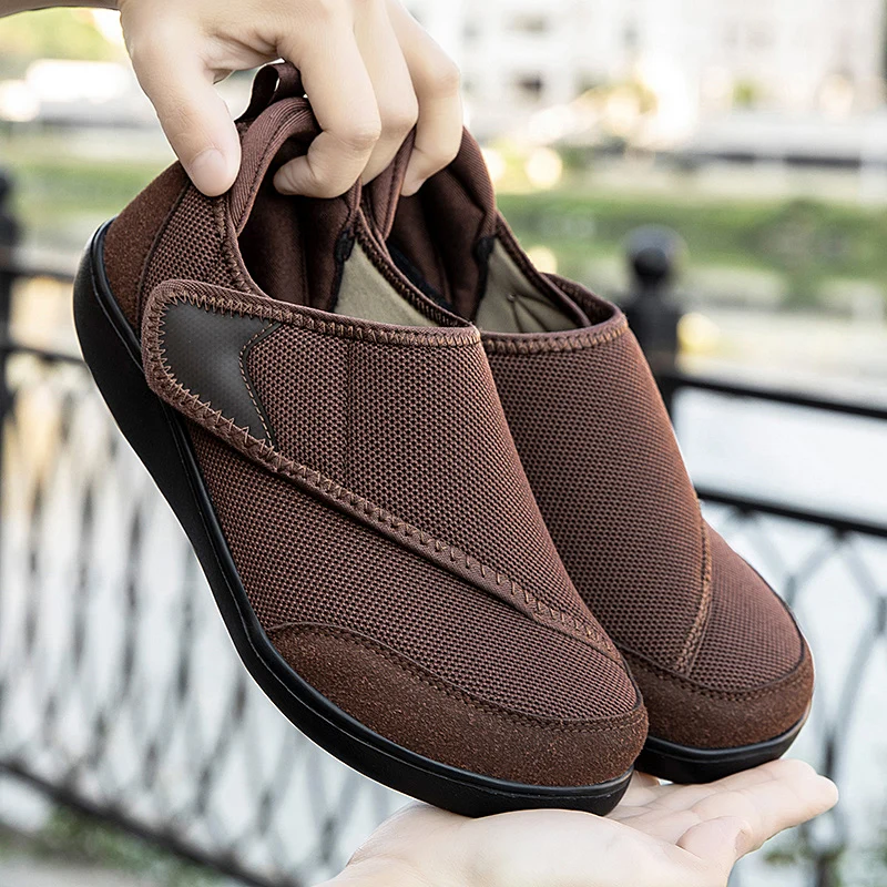 

Wide Toe Box Orthopedic Shoes Orthopedics Adjustable Hook & Loop Easy Top Walking Sneakers for Elderly Swollen Foot Pain Relief