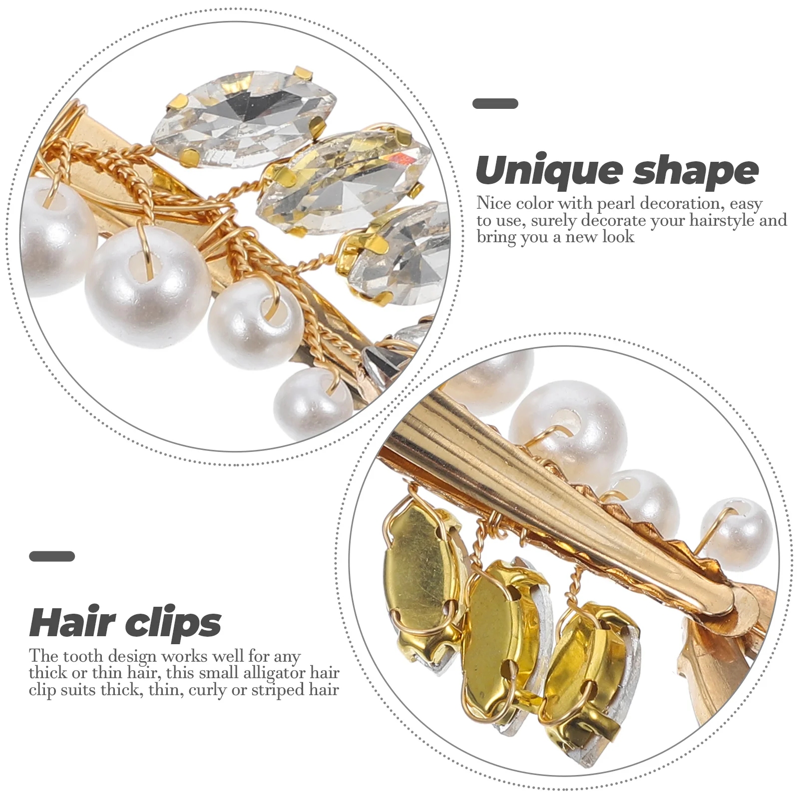 

4Pcs Pearl Hair Clips Durable Small Alligator Hairpins Decorative Hair Accessories for Women Makeup Sports Styling