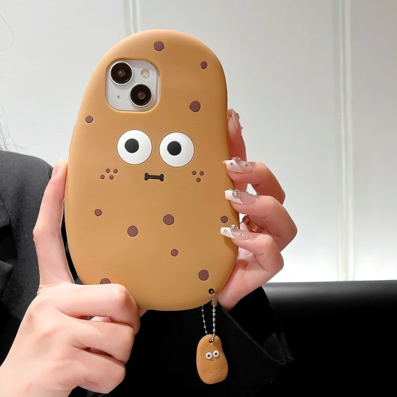 3D lindo patata Emoji adecuado para iPhone 14 funda 17 Pro Max Creative 15 12 13 Pro Anti caída 11 funda protectora de silicona