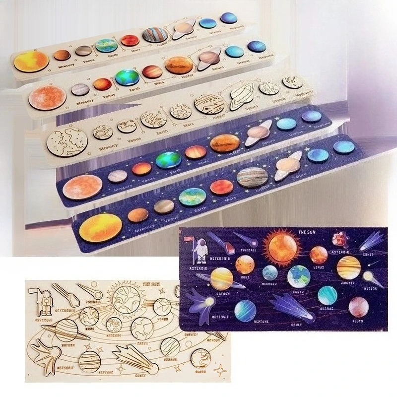 

Montessori Solar System Puzzle Toy for Children Boy Girl Wooden Planets Jigsaw Board Game Toy Astronomy Educational Learning Toy