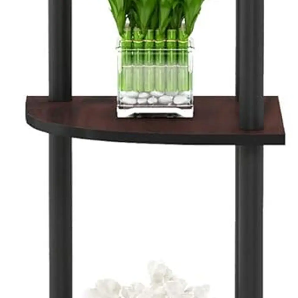 5-Tier Dark Cherry Corner Bookshelf - Open Storage for Home, Office, and Garage Organization