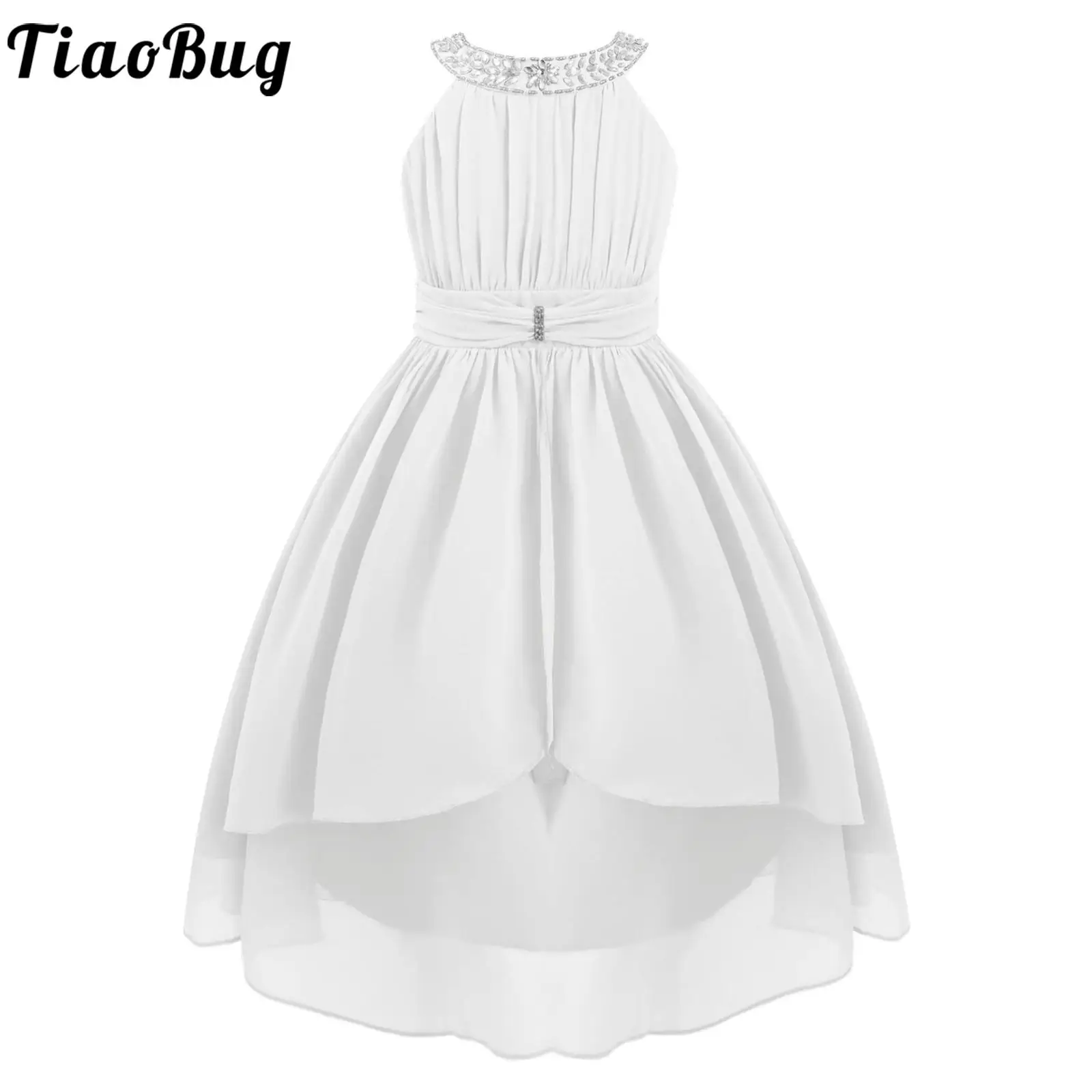 

White Flower Girl Dress Kids Elegant Long Dress Grace Maxi Ball Gown for Girls Evening Wedding Party Wear Costume Child Skirt