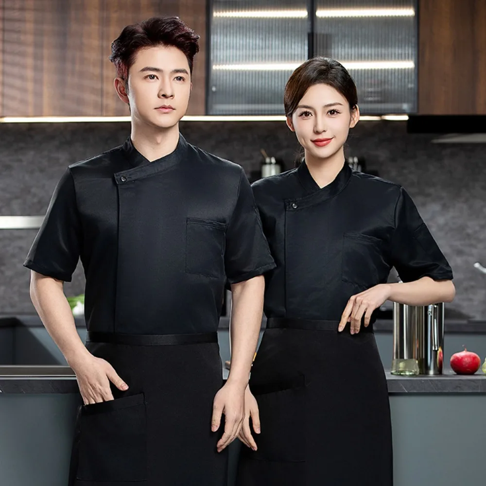 Einfarbig Sommer Koch Anzug Kurzarm Atmungs Große Größe Catering Hotel Küche Arbeits Schutz Arbeit Kleidung Männer