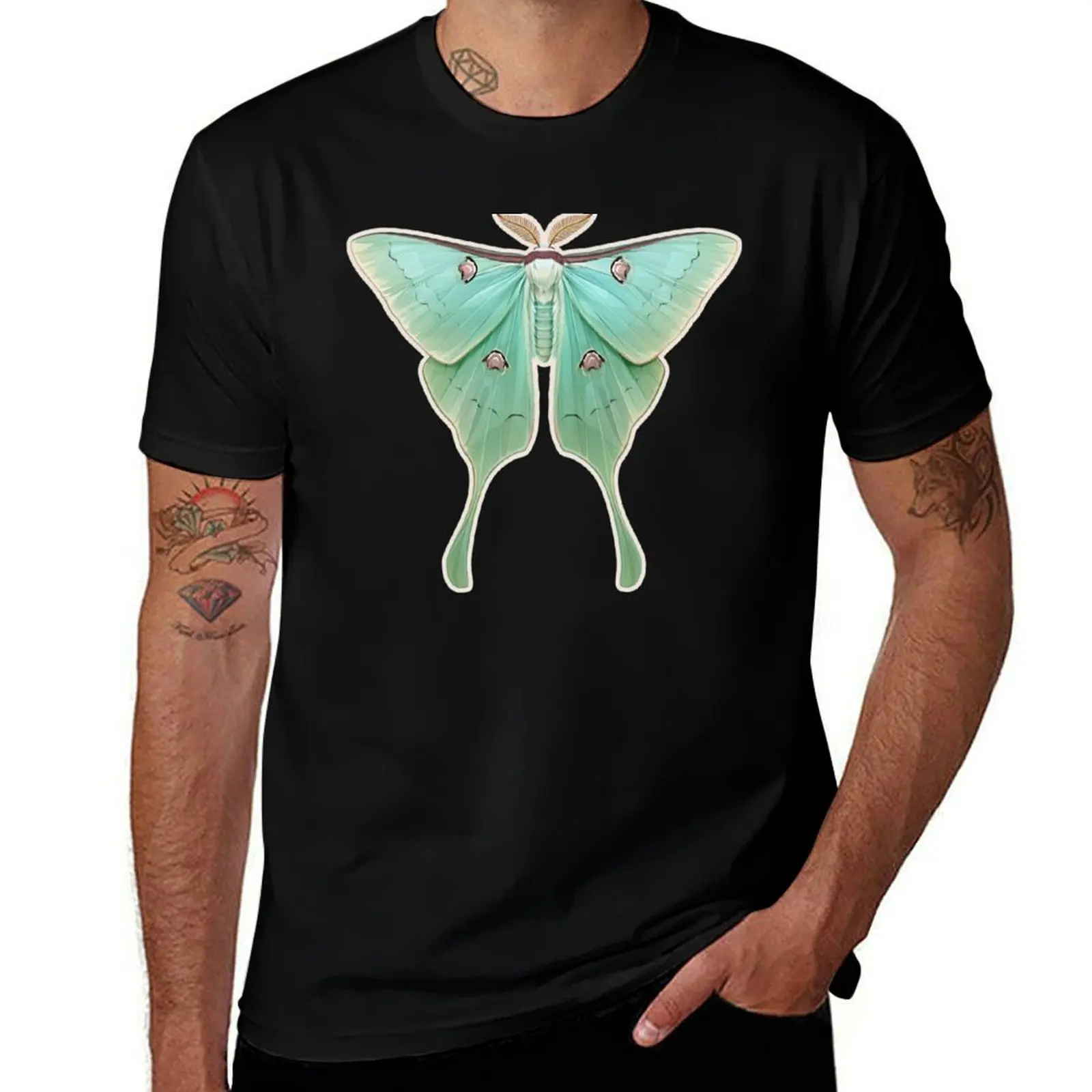 

Футболка Luna Moth для мальчиков, белая футболка большого размера, винтажные футболки, мешковатые рубашки, дизайнерская футболка для мужчин