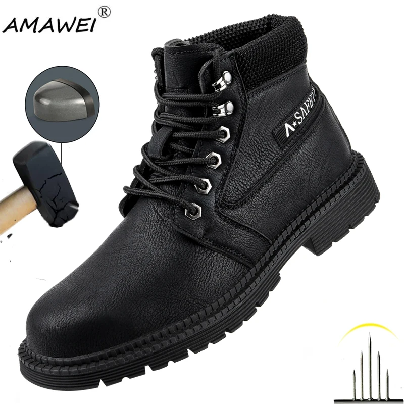 

Мужские рабочие защитные ботинки, противоударные, противопрокольные, водонепроницаемые ботинки, неразрушимые защитные рабочие ботинки со стальным носком, износостойкие