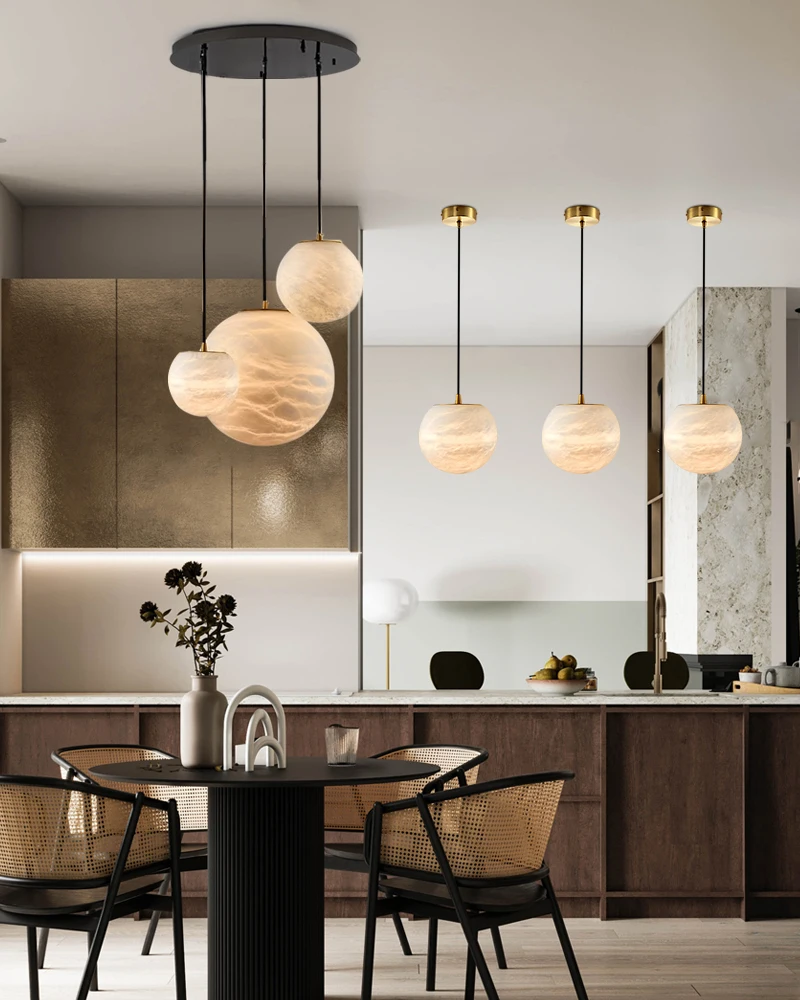 

Elevate Your Living Room With Our Natural Marble Globe Collection 2025 Chandelier High-end LED Pendant Light Black Gold Chrome