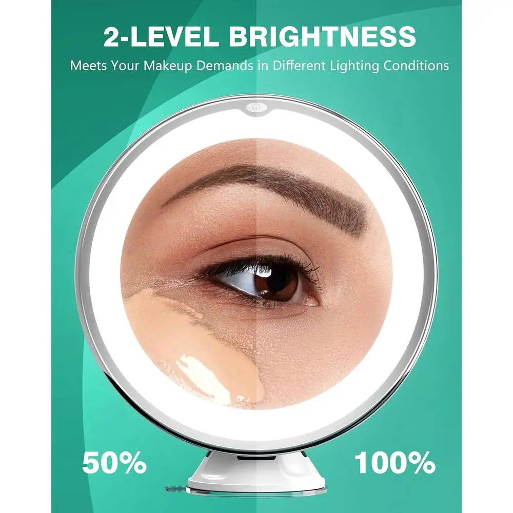 조명이 있는 20배 확대 메이크업 거울 360도 회전 °   회전식, 이중 조명 화장 거울, 휴대용 흡착컵 및 핀셋, 이상적인 선택