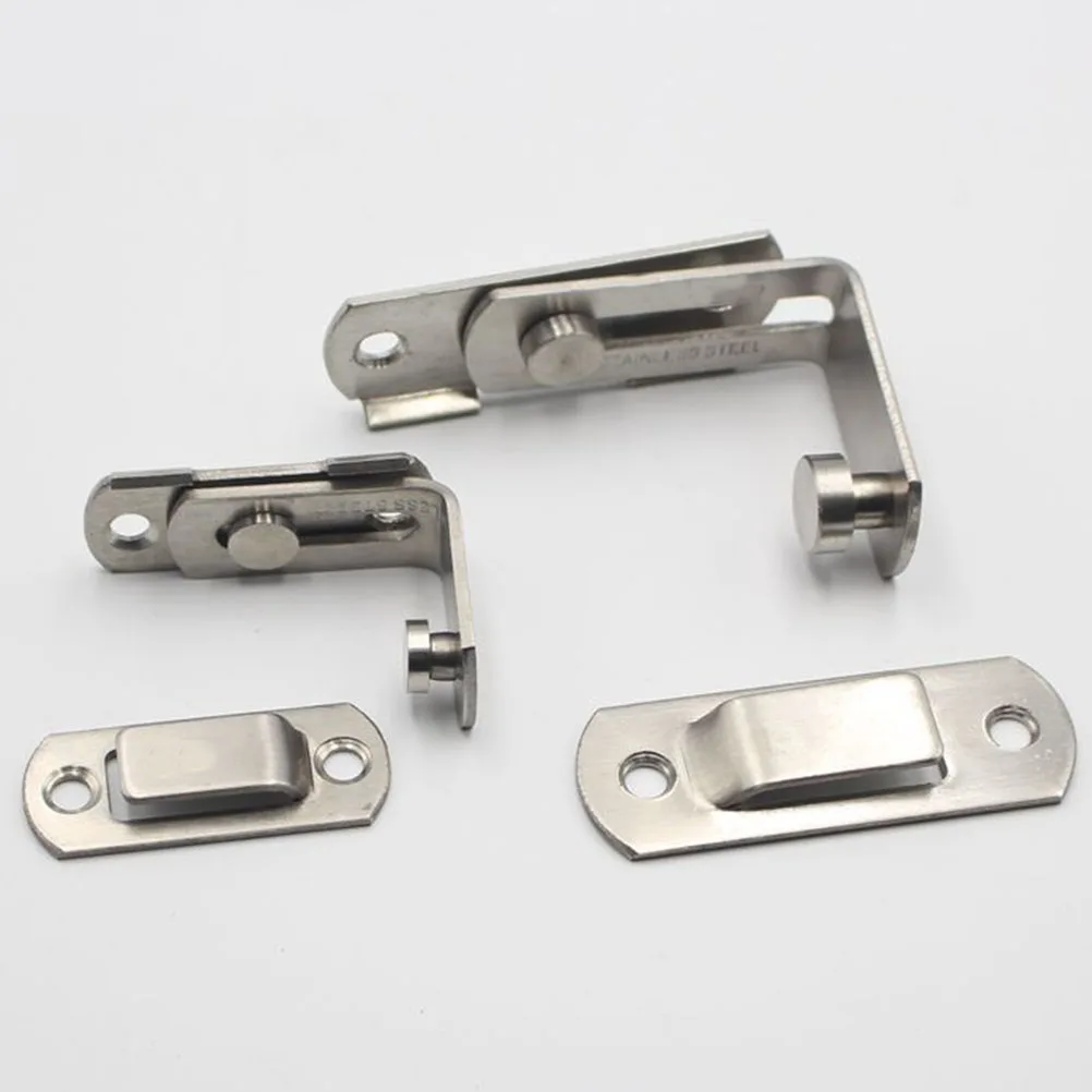 

2 PCS Stainless Steel Door Buckle Right Angle Latch Bolt Sliding Lock Bending for