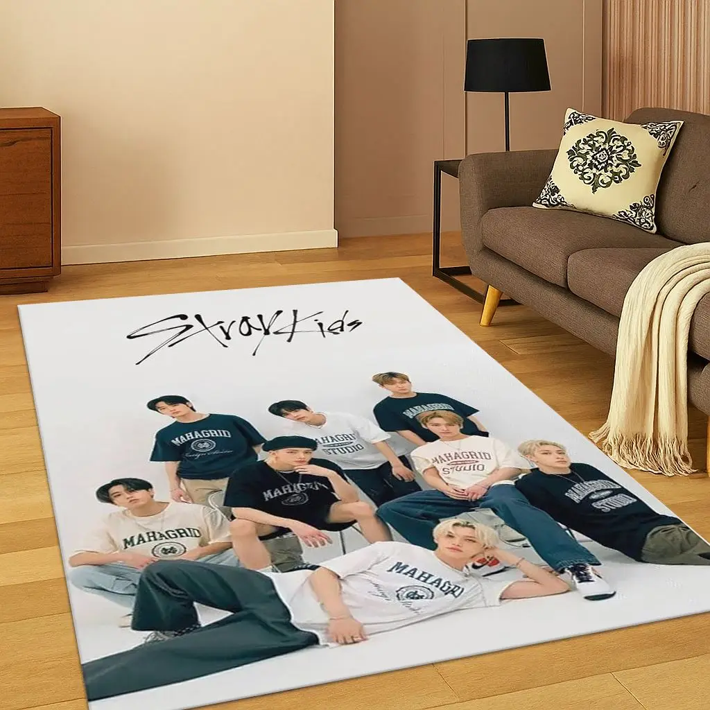 Kpop Star S-Stray Kids Hyunjin Teppich für Schlafzimmer, Wohnzimmer, Sofa, Zuhause, Fußmatte, Heimdekoration, Bereich Teppich, rutschfeste Bodenmatte, Geschenk