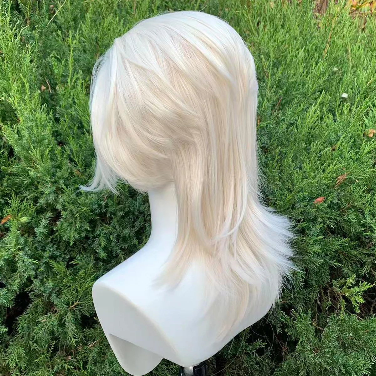 White Blonde Lace Front Wigs for Women 13×4 Glueless Wolf Tail Synthetic Hair Wig Heat Resistant Cosplay Wig for Men image 6