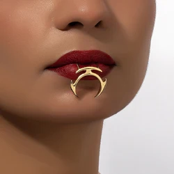 Y2K Neutral Cyberpunk Gothic Personality Simple Fashion No Punch Lip Clip Men's And Women's Personality Jewelry Accessories