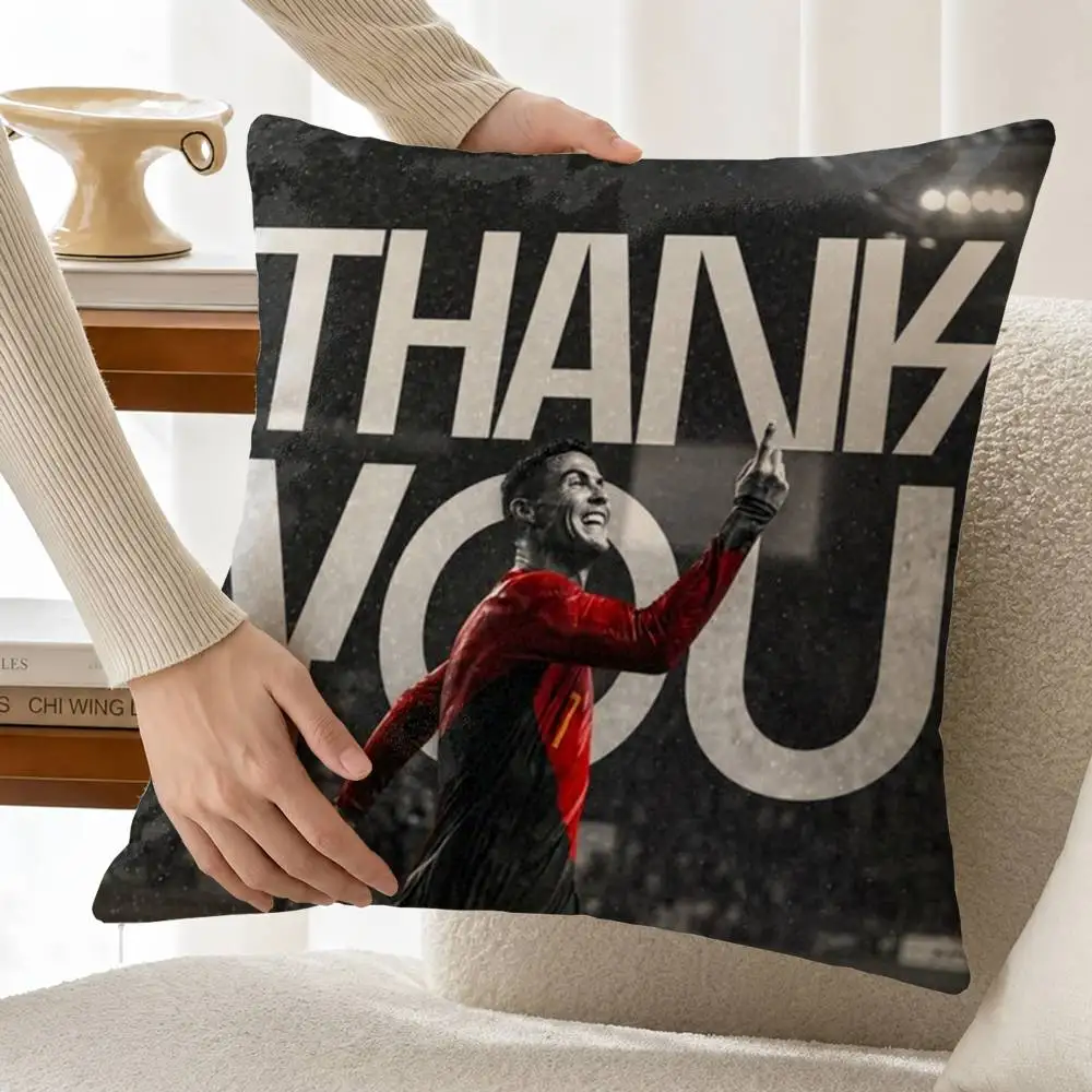 The GOAT Forever CR7 C-Cristiano Ronaldo  Customizable Square Pillow case Double Sided Print Sofa Bedroom Decor Cushion Cover