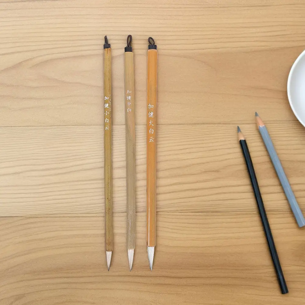 9Pcs Chinese Calligraphy Brushes Set Bamboo Wood Material Comfort Grip Versatile for Calligraphy Watercolor Painting Drawing