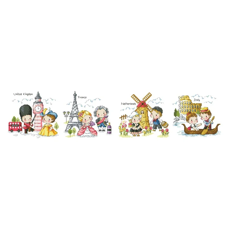 아미샵 골드 컬렉션 카운트 크로스 스티치 키트, 세계 여행 어라운드, 영국, 프랑스, 네덜란드, 이탈리아 SO Best5 아미샵 골드 컬렉션 카운트 크로스 스티치 키트, 세계 여행 어라운드, 영국, 프랑스, 네덜란드, 이탈리아 SO Best5