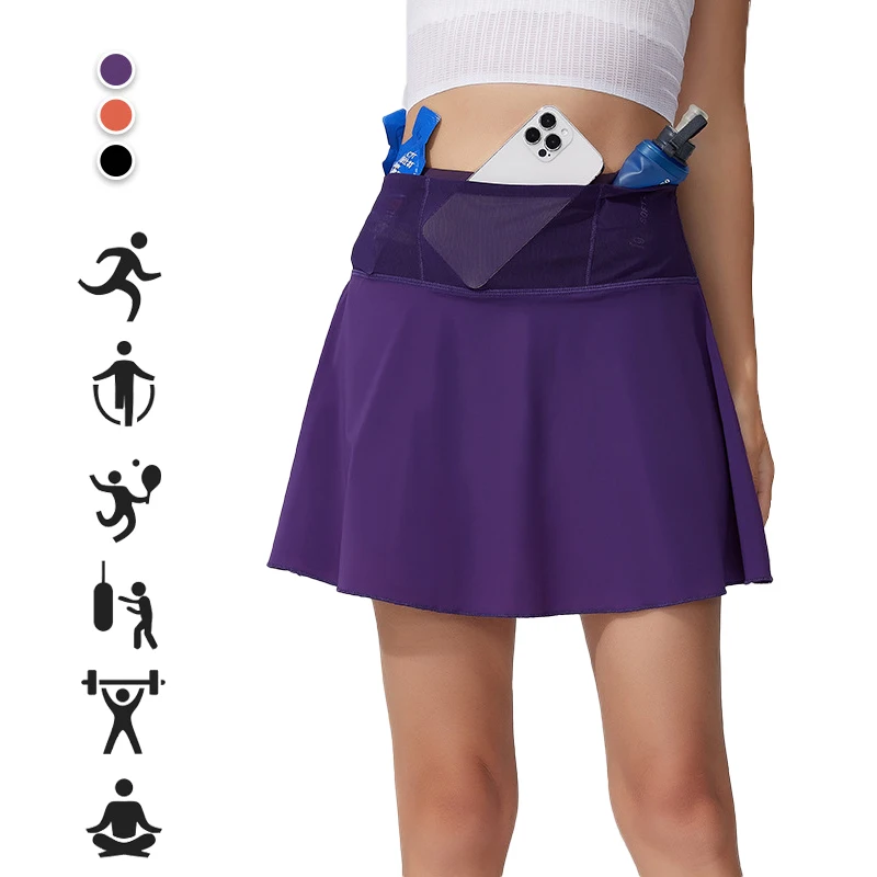 

(S-XL) 2 в 1, свободные спортивные юбки для йоги, женские свободные юбки для тренажерного зала, фитнеса, тенниса, защищающие от воздействия шорты для бега с запахом