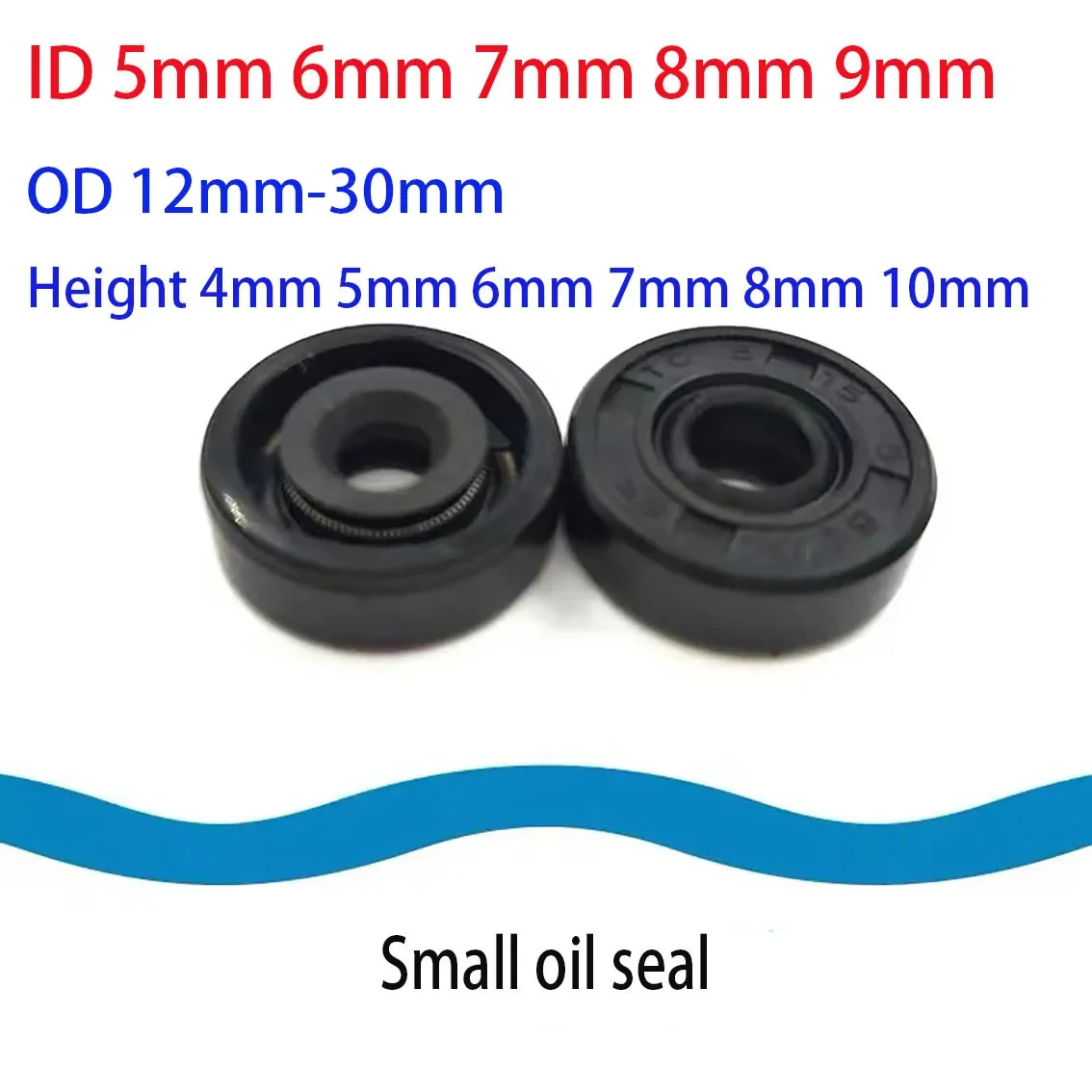 

10Pcs TC/FB/TG4 Framework Oil Seal ID 5/6/7/8/9mm OD 12mm-30mm Height 4mm-10mm Black Nitrile Rubber Radial Collar