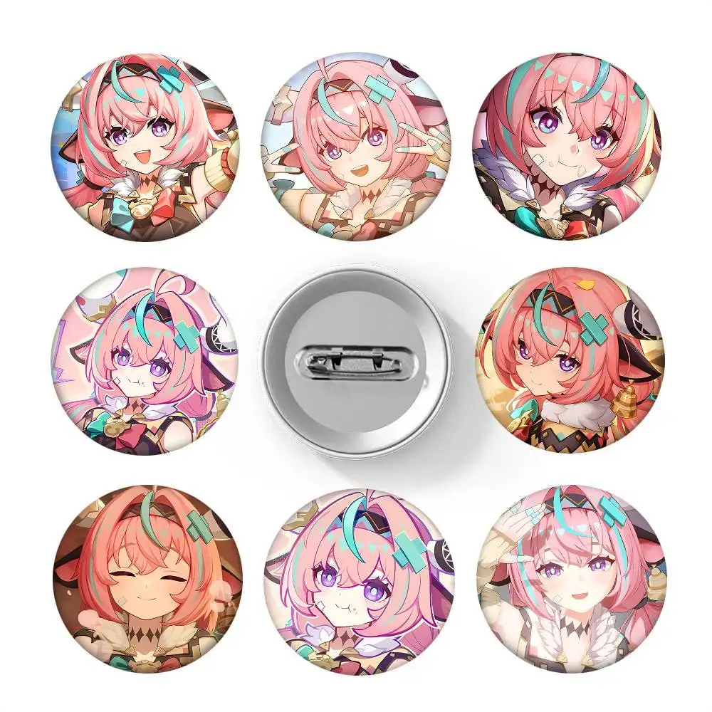 1pc Game Genshin Impact Varesa Cartoon Style Badge Brooches On Backpack Decoration Round Enamel Pins For Accessorys