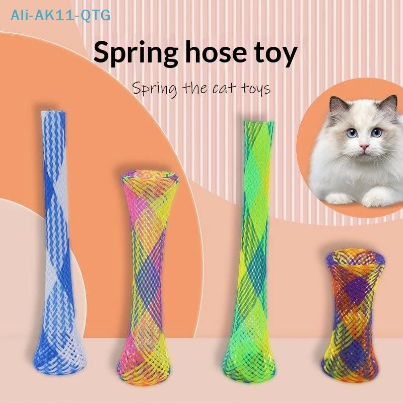Hot 20/50Pcs Colorful Cat Spring Toys Springy Mesh Cat Stick Interactive Pet Toy For Pet Cat Boredom Relief Entertainment Toys