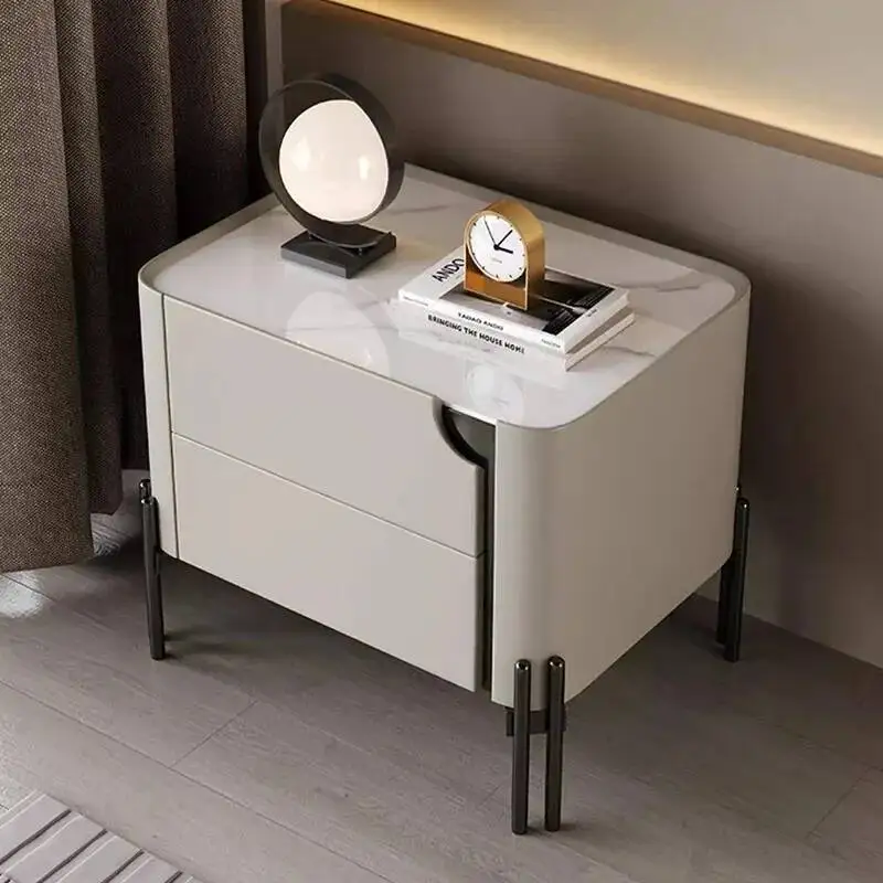 الحد الأدنى الحديثة طاولة جميلة الإيطالية دي منضدة السرير أدراج جمالية طاولة فاخرة تخزين Chevet الأثاث المنزلي الأبيض #6