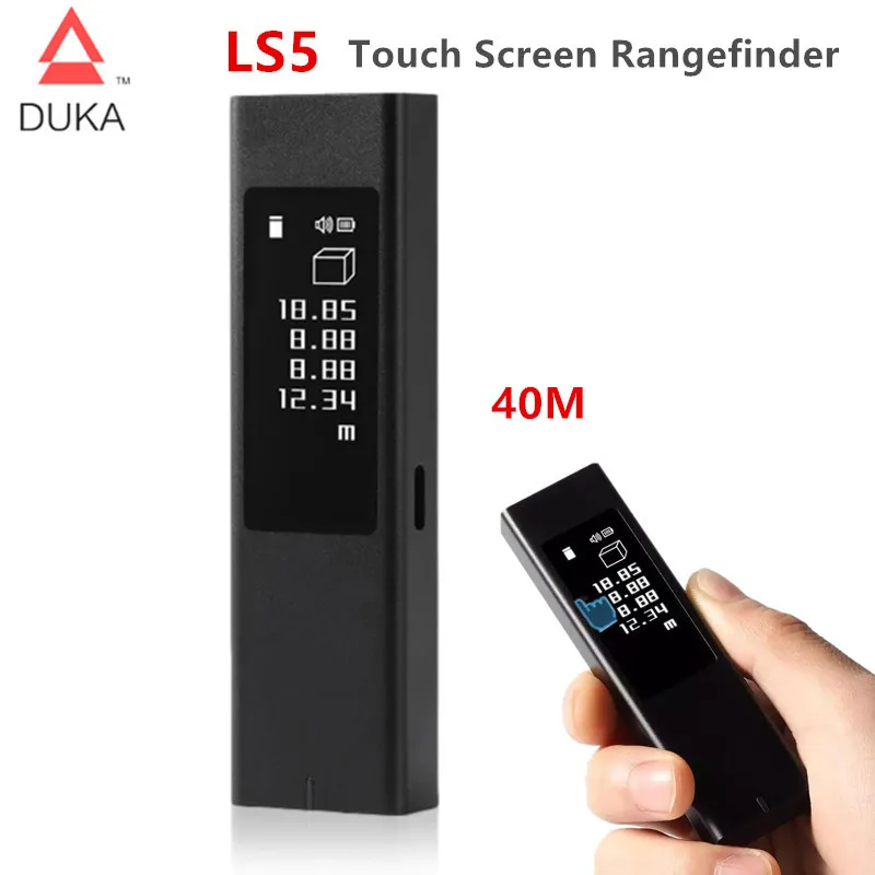 duka ls5 laser telemetro medidor de distancia oled tela toque 40m digital eletronico regua medida fita laser range finder 01