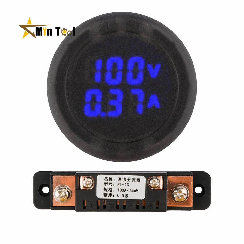 DC 100V 1A/10A/50A /100ADigital Voltmeter LED Digital Display Voltmeter Car Voltage Current Meter Detector Tester Monitor Panel