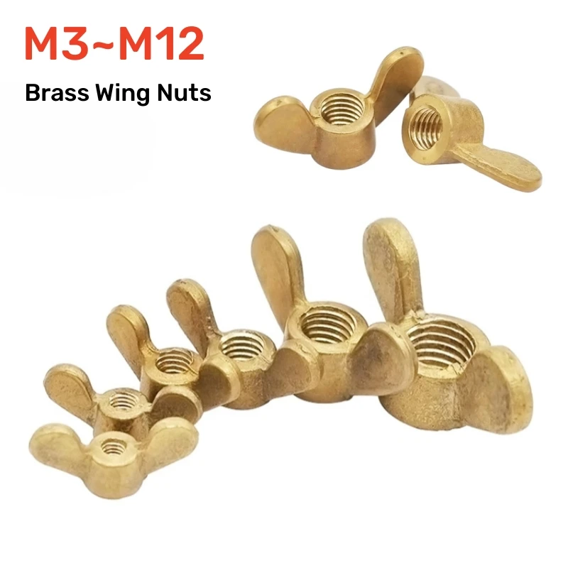 2~10pcs Metric Brass Wing Nuts M3 M4 M5 M6 M8 M10 M12 Big Ear Butterfly Nuts Special-shaped Hand Screw Nut Claw Nut