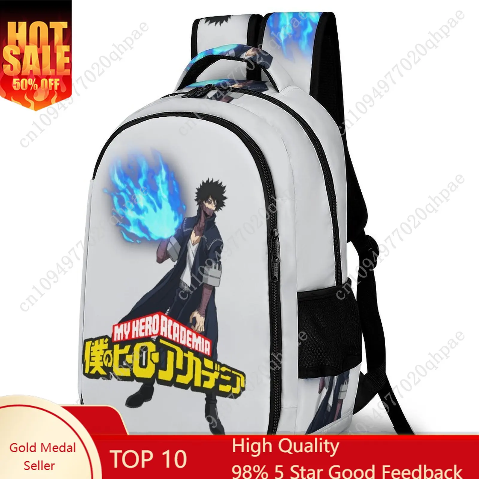 

My Hero Academia Dabi Kids School Backpack for Boys Girls Travel Business Daypack Capacity Pocket Customizable Personalized Gift