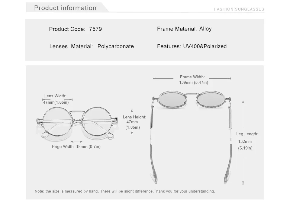 KINGSEVEN Gothic Steampunk Sonnenbrille Polarisierte Hohe Qualität Männer Marke Designer Vintage Runde Edelstahl Rahmen Brillen – Detail 1
