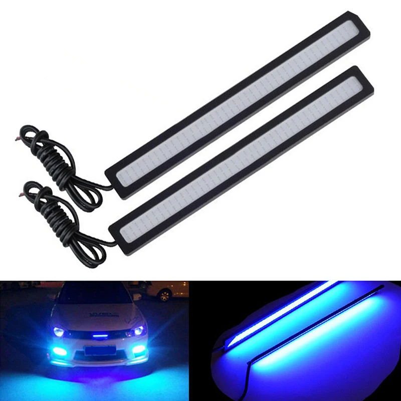 1Pc DC 12V 17cm Blue Super Bright LED Car Enhanced Lighting COB Light DRL Waterproof Fog Driving Light Decorative Light