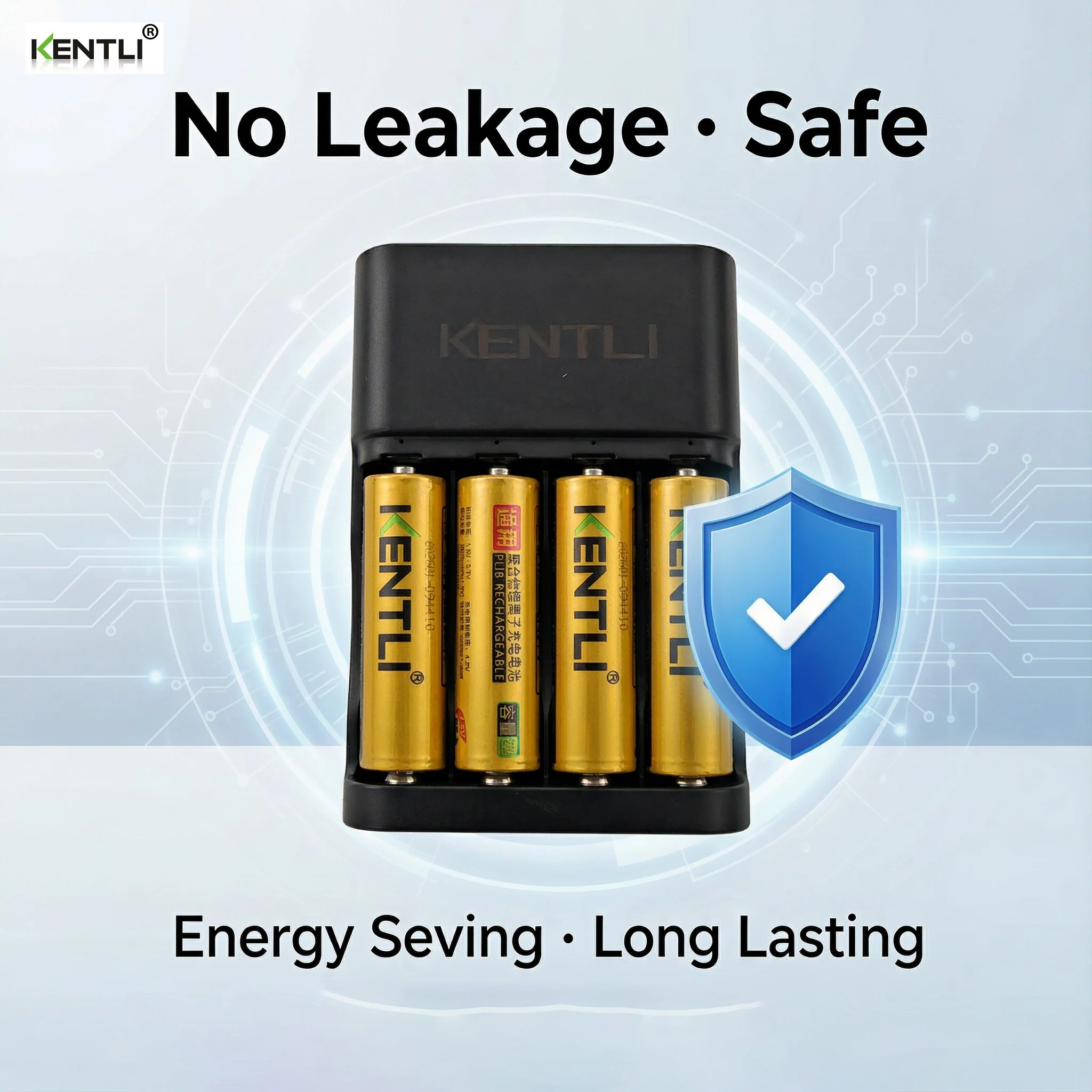 KENTLI Rechargeable Lithium Battery AA 2600mWh Original Batteries 1.5V Battery for Mouse Remote Control+CHT4UI Charger
