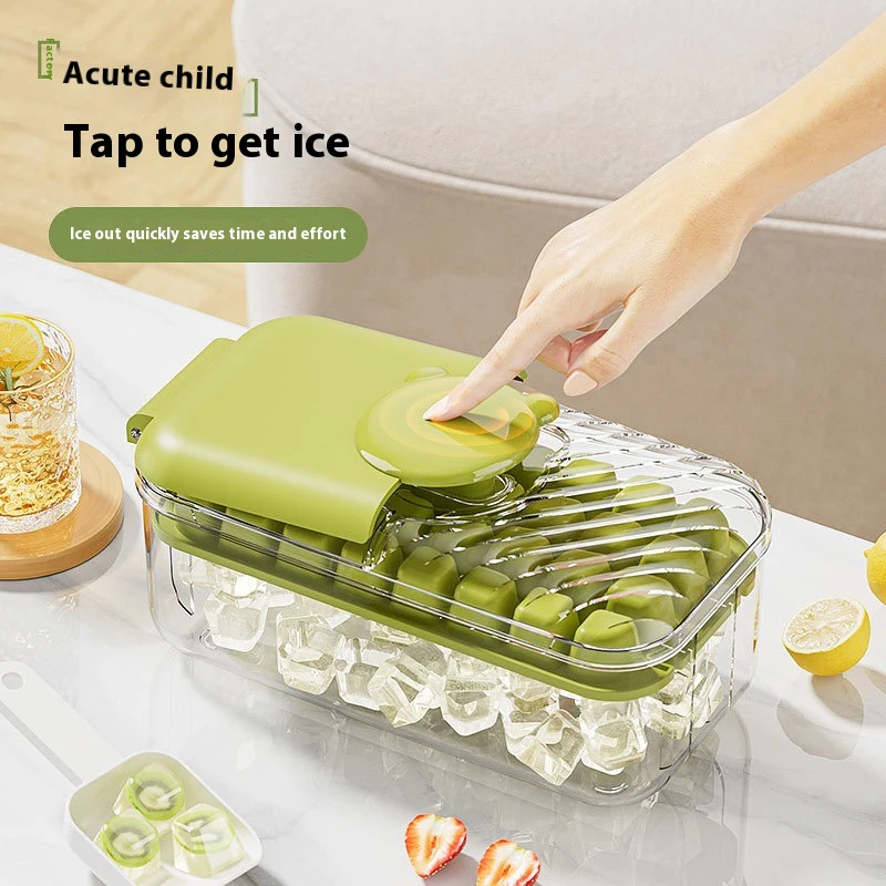 

New Pressing Ice Cube Mold Food Grade Easy Release Ice Maker Household Storage Ice Box Kitchen Accessories Summer Gadgets