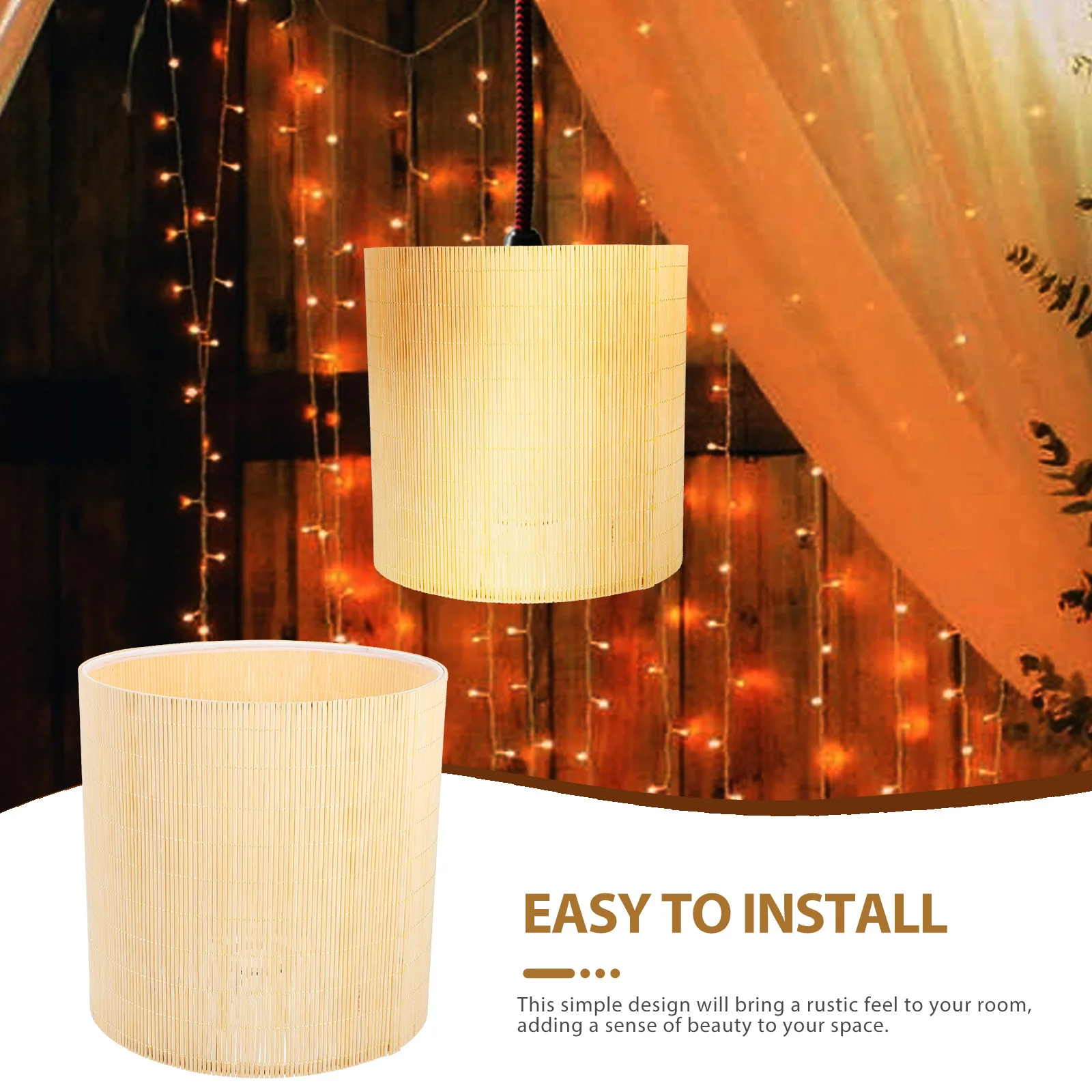 

Woven Rattan Lamp Shade Rustic Pendant Light Cover E27/E14 Hanging Ceiling Fixture Chandelier Cover Natural Lightweight