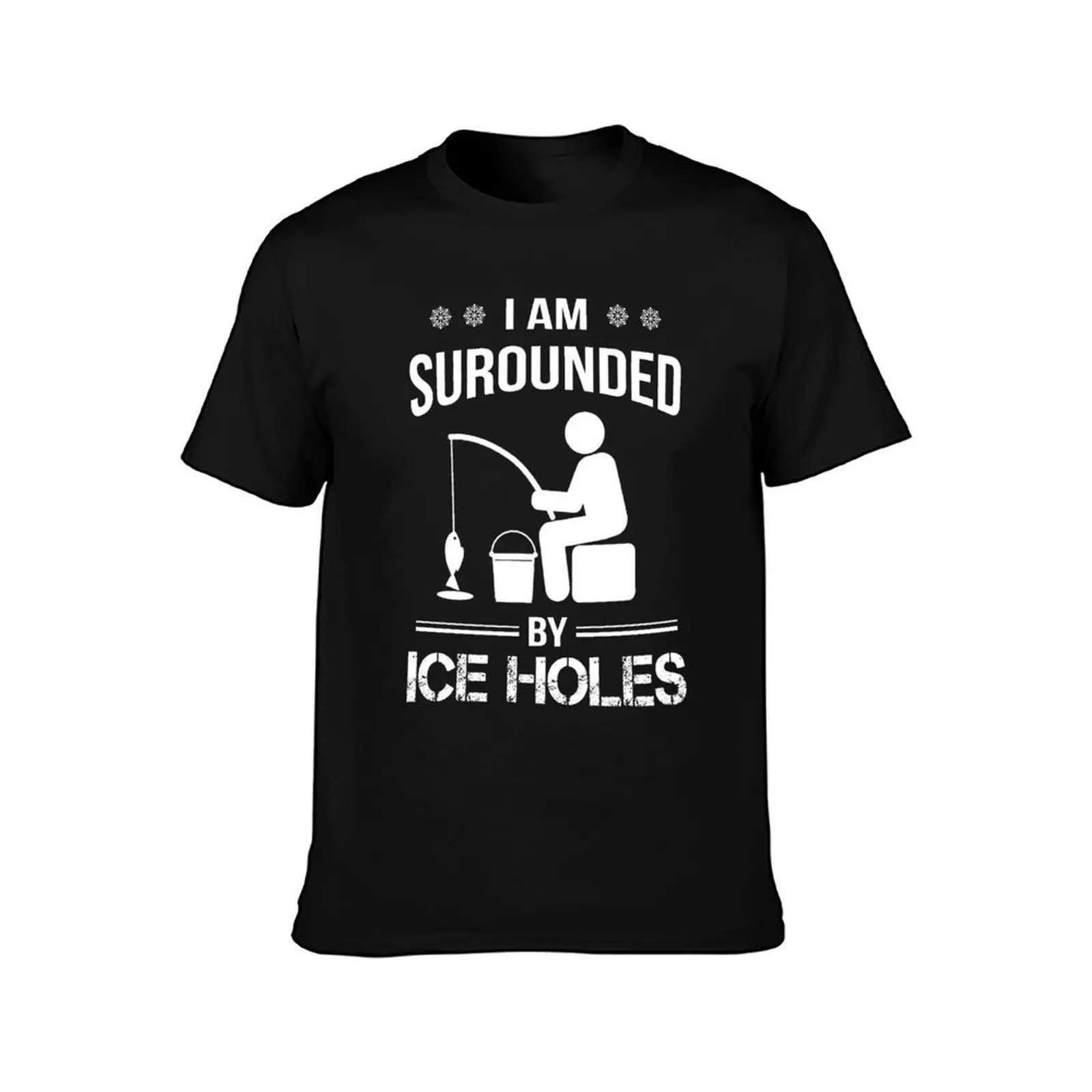 Ice Fishing Funny I Am Surrounded by Ice Holes T-Shirt, Summer Casual Cotton Tee, Oversized Streetwear Tops, Unisex Men Women