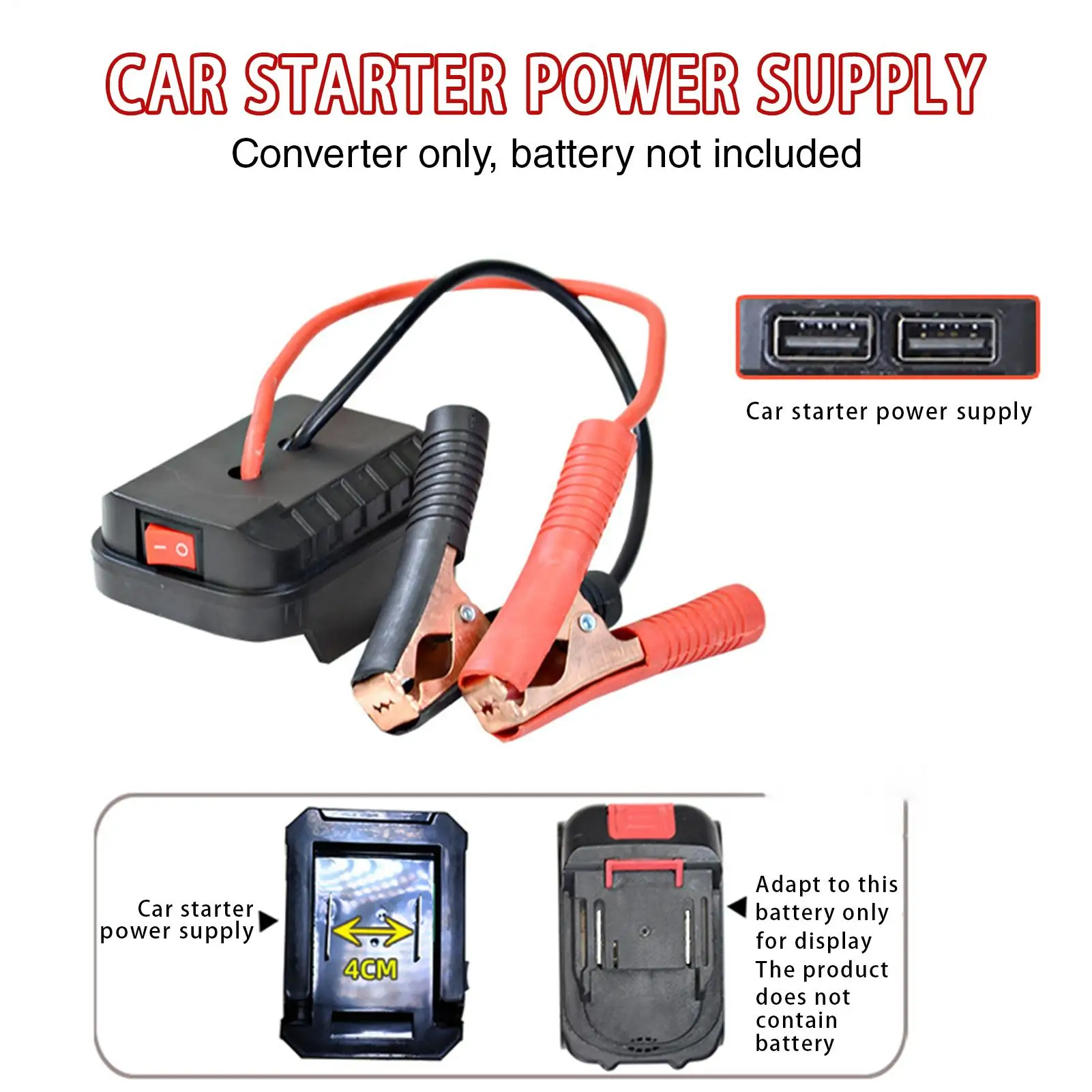 Car Battery Jump Starter Jump Box Lithium Battery Converter - Compact Power Pack for Emergency Vehicle Starting Easy to Carry