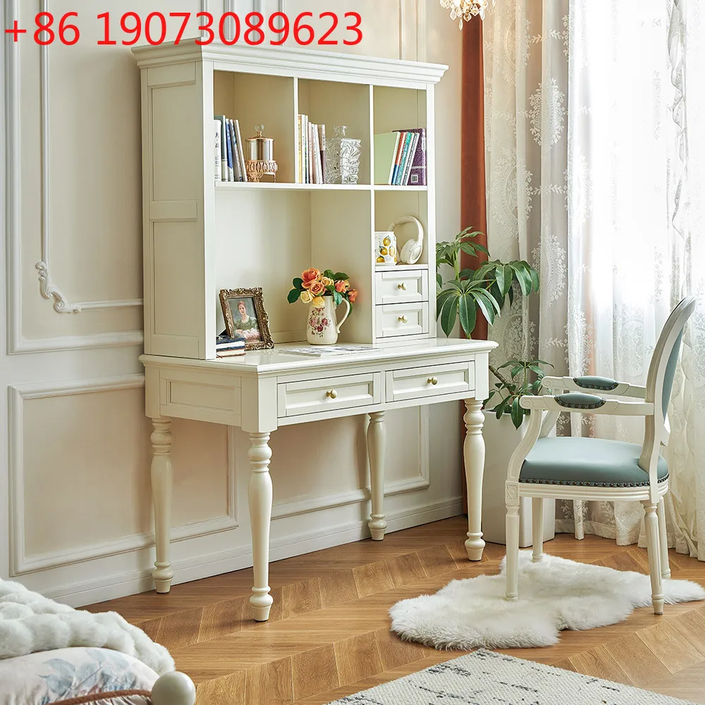 

Белый кремовый ветер, стол из цельного дерева, книжная полка, встроенный стол, домашний студенческий учебный стол