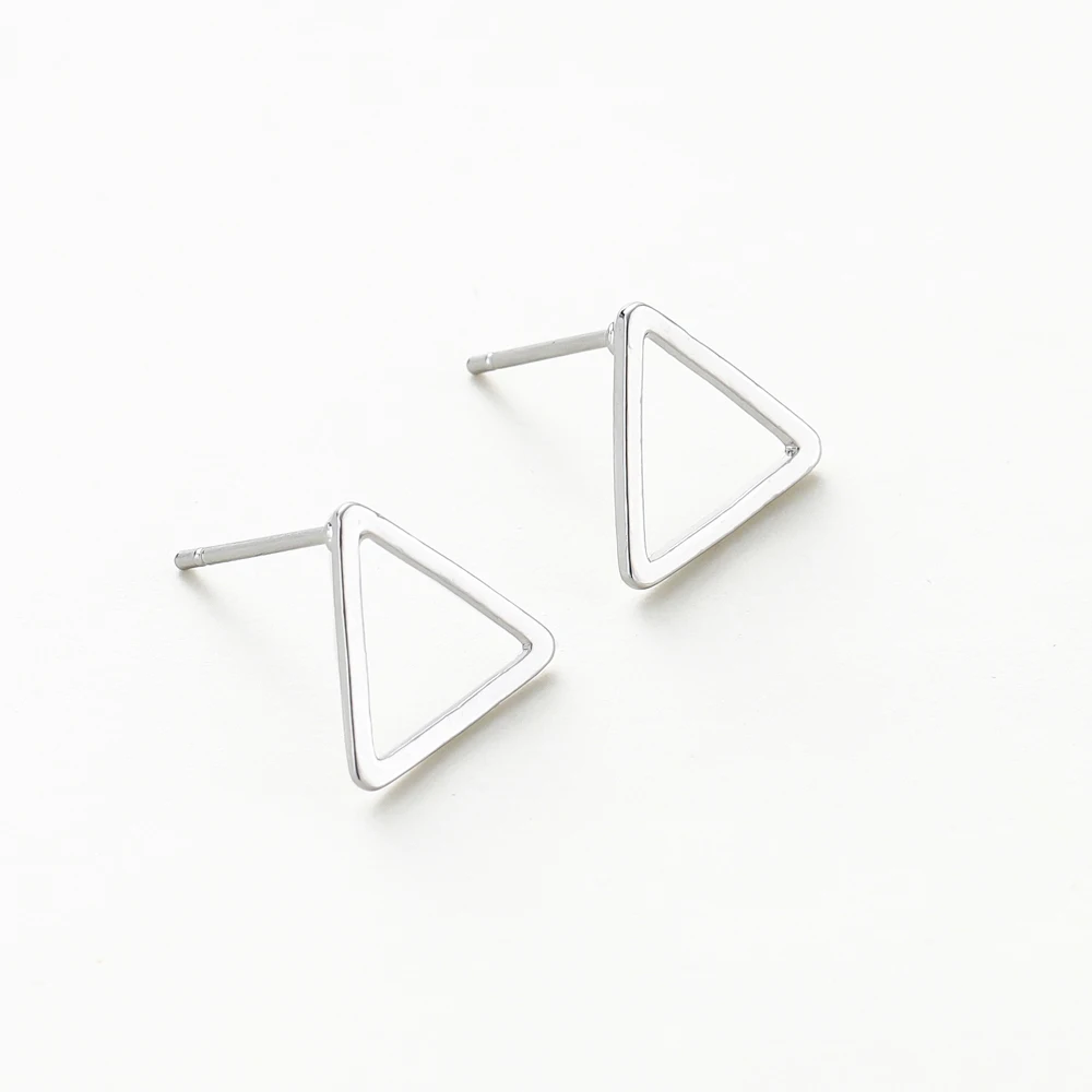 10Pcs 12mm 14K/18K Gold Color Plated Brass Triangle Ear Studs for Earrings Jewelry Making DIY Earrings Base Accessories