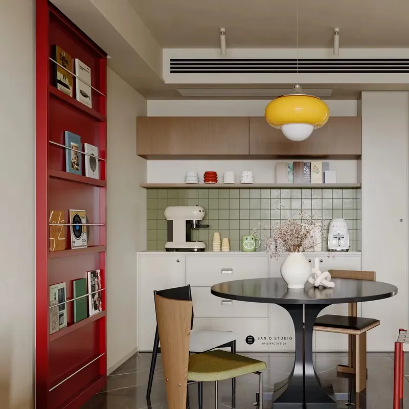 for Red Magazine Ghost Door Trackless Suspension Invisible Sliding Door Bookshelf Newspaper Barn Door Solid Wood Paint