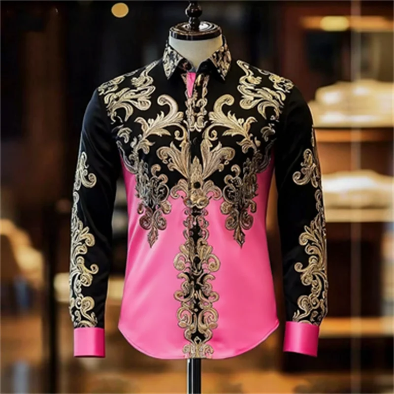 

Мужская рубашка с длинным рукавом, модная, удобная, с 3D-принтом, высококачественная, трендовая, из бутиковой коллекции.